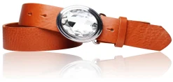 Best&Timeless hochwertiger Damen Ledergürtel 4 cm, Gürtelschnalle mit großem Strassstein, vegetabiles Leder