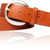 Best&Timeless hochwertiger Damen Ledergürtel 4 cm, echt versilberte Gürtelschnalle, vegetabiles Leder