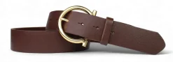 Best&Timeless hochwertiger Damen Ledergürtel 4 cm, goldene Gürtelschnalle Hufeisenform, vegetabiles Leder