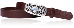 Best&Timeless hochwertiger Damen Ledergürtel 3 cm, silberne florale Gürtelschnalle, vegetabiles Leder