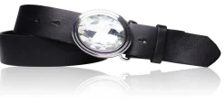 Best&Timeless hochwertiger Damen Ledergürtel 4 cm, Gürtelschnalle mit großem Strassstein, vegetabiles Leder
