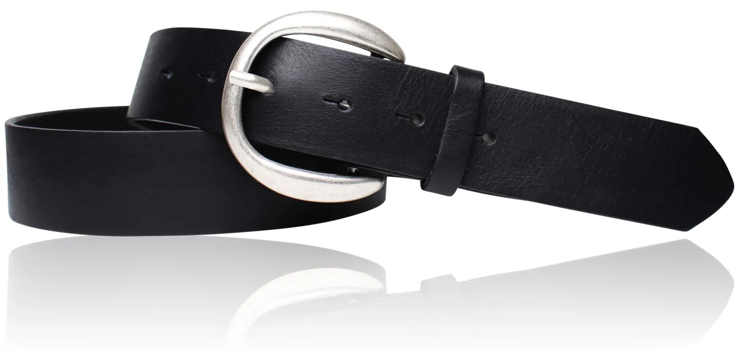 Best&Timeless hochwertiger Damen Ledergürtel 4 cm, echt versilberte Gürtelschnalle, vegetabiles Leder