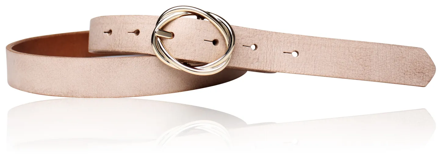 Best&Timeless hochwertiger Damen Ledergürtel 2,5 cm, goldene Gürtelschnalle, vegetabiles Leder