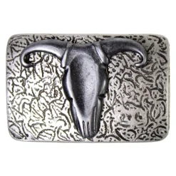 Büffelkopf Gürtelschnalle 4 cm altsilber, Westernschnalle, Koppelschnalle