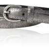 BIANCA bombierter, schmaler Gürtel in metallic silber, kürzbar, 2 cm