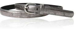 BIANCA bombierter, schmaler Gürtel in metallic silber, kürzbar, 2 cm