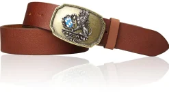 BLAU-WEIß Trachtengürtel mit Gürtelschnalle bicolor und Bayern Wappen