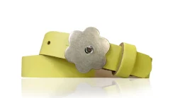 BLUME: süßer Kindergürtel mit silberner Blumenschnalle mit Straß, plastikfrei, 2 cm schmal