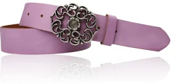 BLUMENGÜRTEL Damen Ledergürtel 3,5 cm Echtleder Gürtel florale Gürtelschnalle, Blumenschnalle