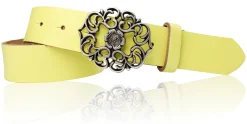 BLUMENGÜRTEL Damen Ledergürtel 3,5 cm Echtleder Gürtel florale Gürtelschnalle, Blumenschnalle