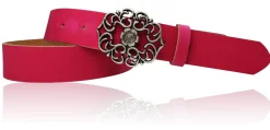 BLUMENGÜRTEL Damen Ledergürtel 3,5 cm Echtleder Gürtel florale Gürtelschnalle, Blumenschnalle