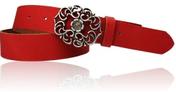 BLUMENGÜRTEL Damen Ledergürtel 3,5 cm Echtleder Gürtel florale Gürtelschnalle, Blumenschnalle