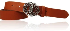 BLUMENGÜRTEL Damen Ledergürtel 3,5 cm Echtleder Gürtel florale Gürtelschnalle, Blumenschnalle