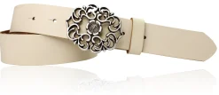 BLUMENGÜRTEL Damen Ledergürtel 3,5 cm Echtleder Gürtel florale Gürtelschnalle, Blumenschnalle