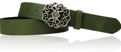 BLUMENGÜRTEL Damen Ledergürtel 3,5 cm Echtleder Gürtel florale Gürtelschnalle, Blumenschnalle