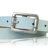 BOGODA: schmaler Damen Ledergürtel 2 cm, echt Leder, mattsilberne Gürtelschnalle