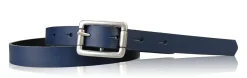 BOGODA: schmaler Damen Ledergürtel 2 cm, echt Leder, mattsilberne Gürtelschnalle