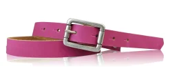 BOGODA: schmaler Damen Ledergürtel 2 cm, echt Leder, mattsilberne Gürtelschnalle