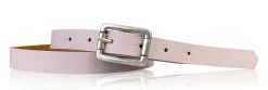 BOGODA: schmaler Damen Ledergürtel 2 cm, echt Leder, mattsilberne Gürtelschnalle