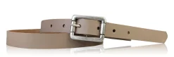 BOGODA: schmaler Damen Ledergürtel 2 cm, echt Leder, mattsilberne Gürtelschnalle