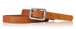 BOGODA: schmaler Damen Ledergürtel 2 cm, echt Leder, mattsilberne Gürtelschnalle