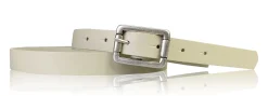 BOGODA: schmaler Damen Ledergürtel 2 cm, echt Leder, mattsilberne Gürtelschnalle