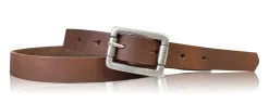BOGODA: schmaler Damen Ledergürtel 2 cm, echt Leder, mattsilberne Gürtelschnalle