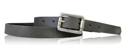 BOGODA: schmaler Damen Ledergürtel 2 cm, echt Leder, mattsilberne Gürtelschnalle