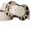 BOLOGNA angesagter, breiter Taillengürtel 5 cm mit einzigartiger Leopard Gürtelschnalle, echt Leder