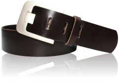 Breiter Gürtel 4,5 cm, Vollrindleder, Militärleder, extra dick, Gürtelschnalle altsilber Optik, Metall