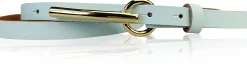 BROOKLYN 2 schmaler Damen Ledergürtel 1,5 cm, lange goldene Gürtelschnalle Gürtel