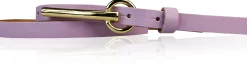 BROOKLYN 2 schmaler Damen Ledergürtel 1,5 cm, lange goldene Gürtelschnalle Gürtel