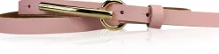 BROOKLYN 2 schmaler Damen Ledergürtel 1,5 cm, lange goldene Gürtelschnalle Gürtel