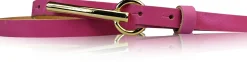 BROOKLYN 2 schmaler Damen Ledergürtel 1,5 cm, lange goldene Gürtelschnalle Gürtel
