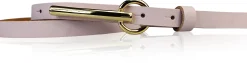 BROOKLYN 2 schmaler Damen Ledergürtel 1,5 cm, lange goldene Gürtelschnalle Gürtel