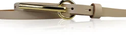 BROOKLYN 2 schmaler Damen Ledergürtel 1,5 cm, lange goldene Gürtelschnalle Gürtel