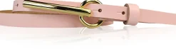 BROOKLYN 2 schmaler Damen Ledergürtel 1,5 cm, lange goldene Gürtelschnalle Gürtel