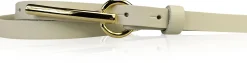 BROOKLYN 2 schmaler Damen Ledergürtel 1,5 cm, lange goldene Gürtelschnalle Gürtel