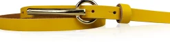 BROOKLYN 2 schmaler Damen Ledergürtel 1,5 cm, lange goldene Gürtelschnalle Gürtel