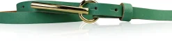 BROOKLYN 2 schmaler Damen Ledergürtel 1,5 cm, lange goldene Gürtelschnalle Gürtel