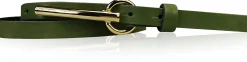 BROOKLYN 2 schmaler Damen Ledergürtel 1,5 cm, lange goldene Gürtelschnalle Gürtel