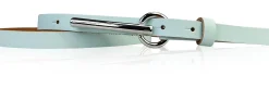 BROOKLYN schmaler Damen Ledergürtel mit silberner langer Gürtelschnalle 1,5 cm