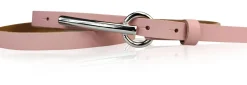 BROOKLYN schmaler Damen Ledergürtel mit silberner langer Gürtelschnalle 1,5 cm