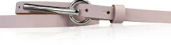 BROOKLYN schmaler Damen Ledergürtel mit silberner langer Gürtelschnalle 1,5 cm