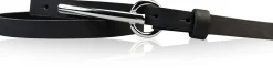 BROOKLYN schmaler Damen Ledergürtel mit silberner langer Gürtelschnalle 1,5 cm