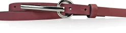 BROOKLYN schmaler Damen Ledergürtel mit silberner langer Gürtelschnalle 1,5 cm