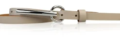 BROOKLYN schmaler Damen Ledergürtel mit silberner langer Gürtelschnalle 1,5 cm