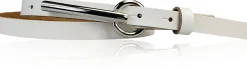 BROOKLYN schmaler Damen Ledergürtel mit silberner langer Gürtelschnalle 1,5 cm