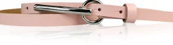 BROOKLYN schmaler Damen Ledergürtel mit silberner langer Gürtelschnalle 1,5 cm