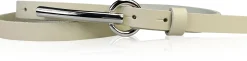 BROOKLYN schmaler Damen Ledergürtel mit silberner langer Gürtelschnalle 1,5 cm